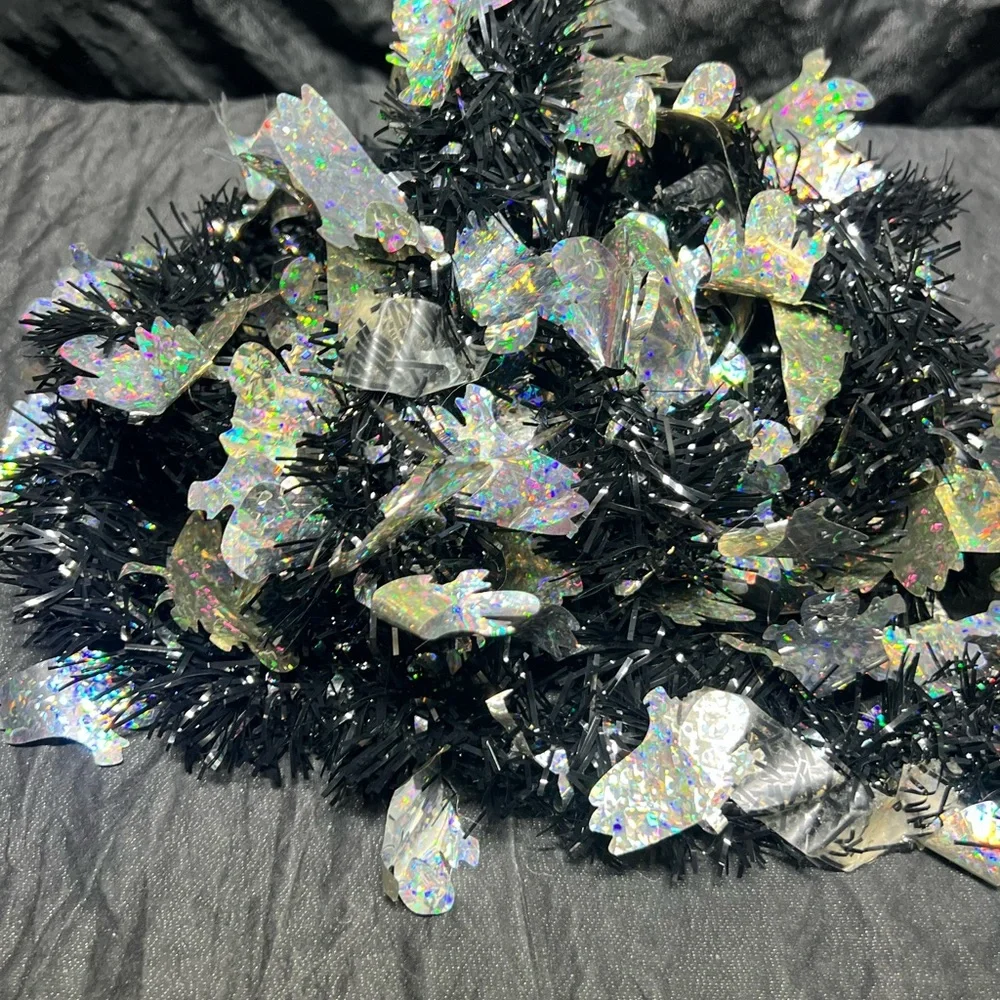Black and Silver ghost Garland Halloween 155”